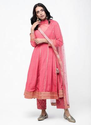 Peach Gota Angrakha Chanderi Pant Set 2
