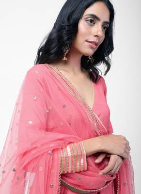 Peach Gota Angrakha Chanderi Pant Set 4