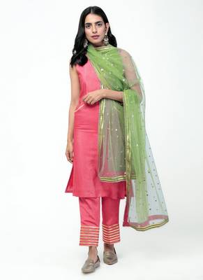 Peach Gota Straight Kurta Set 1