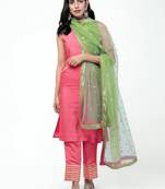 Peach Gota Straight Kurta Set