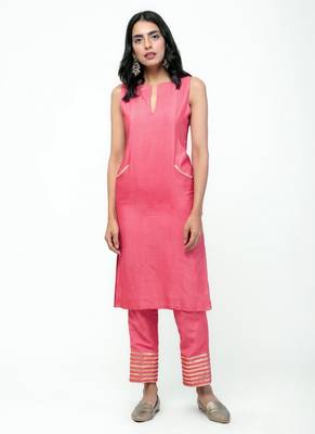Peach Gota Straight Kurta Set 2