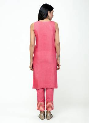 Peach Gota Straight Kurta Set 3