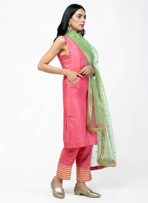Peach Gota Straight Kurta Set 6