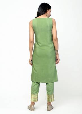 Green Gota Straight Kurta Set 3