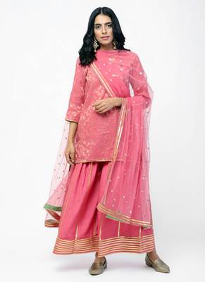 Peach Short Kurta Set 1