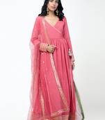 Peach Gota Angrakha Set
