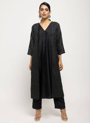Black Foil Jacket Kurta Set 1