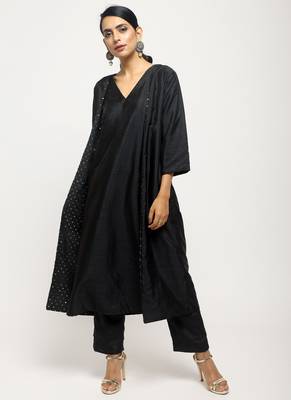 Black Foil Jacket Kurta Set 2