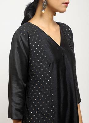 Black Foil Jacket Kurta Set 3