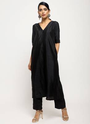 Black Foil Jacket Kurta Set 4