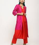 Pink Orange Jacket Kurta Set