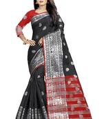black woven cotton silk saree with blouse