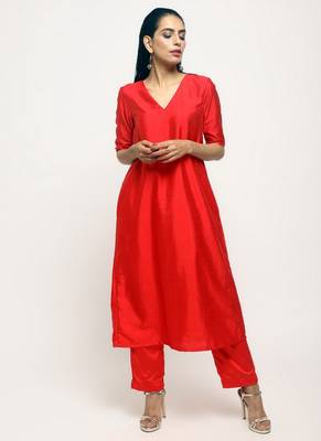 Pink Orange Jacket Kurta Set 2