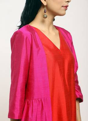 Pink Orange Jacket Kurta Set 3