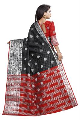black woven cotton silk saree with blouse 2
