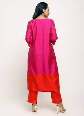 Pink Orange Jacket Kurta Set 5