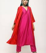 Orange Pink Jacket Kurta Set