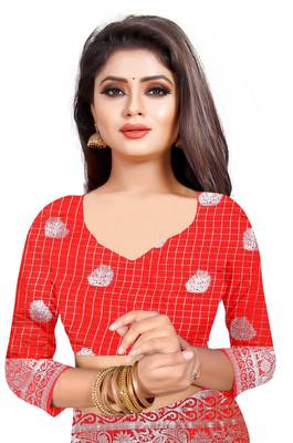 black woven cotton silk saree with blouse 5