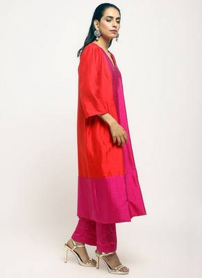 Orange Pink Jacket Kurta Set 6