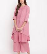 Pink Pin-Tucks Kurta-Palazzo-Jacket