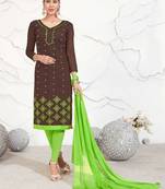 Brown geometric print chanderi salwar