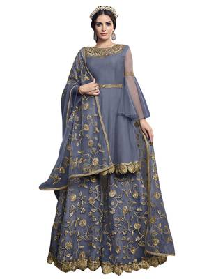 Grey embroidered net salwar 1