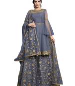 Grey embroidered net salwar