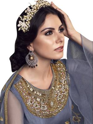 Grey embroidered net salwar 3