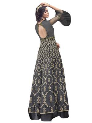 Grey embroidered net salwar 3