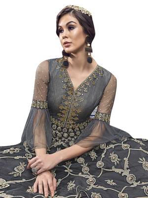 Grey embroidered net salwar 4