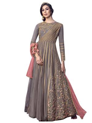 Grey embroidered net salwar 1