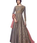 Grey embroidered net salwar