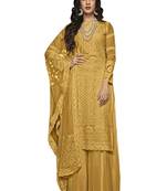 Brown Embroidered Faux Georgette Salwar