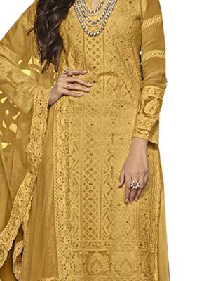 Brown Embroidered Faux Georgette Salwar 2