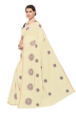 Chiku embroidered chanderi silk saree with blouse 2