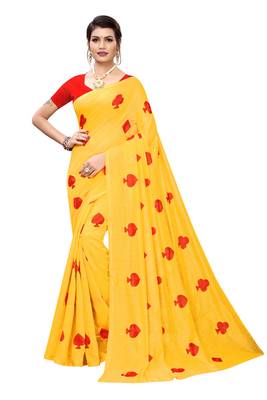 Yellow Embroidered Chanderi Saree With Blouse 1