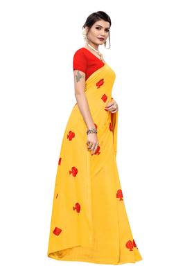 Yellow Embroidered Chanderi Saree With Blouse 3