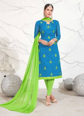 Blue floral print chanderi salwar 1