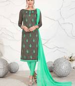 Grey floral print chanderi salwar