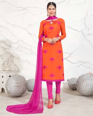 Orange floral print chanderi salwar 1