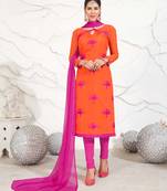 Orange floral print chanderi salwar