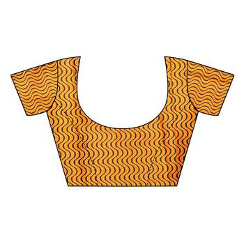 Mustard printed khadi saree with blouse 4