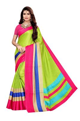 Light Green Printed Khadi Saree With Blouse 1