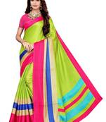 Light Green Printed Khadi Saree With Blouse