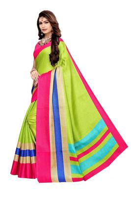 Light Green Printed Khadi Saree With Blouse 2