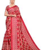 Pink printed khadi saree with blouse