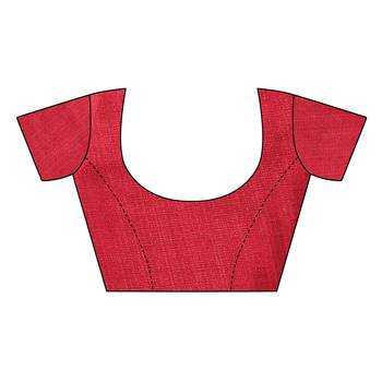 Red Printed Khadi Saree With Blouse 4