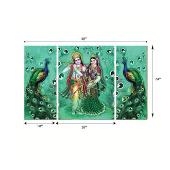Set of 3 Radha Krishna Premium Canvas Painting 3