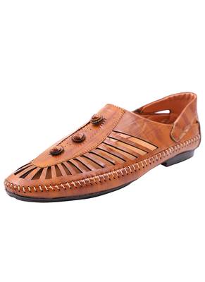  Casual Ethnic Tan Nagra Shoes For Men 2