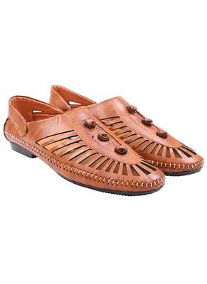  Casual Ethnic Tan Nagra Shoes For Men 4